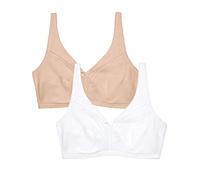 Fruit of the Loom Women's Seamed Soft Cup Wirefree Cotton Bra, White/Sand, 38B