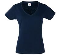 Lady-Fit Valueweight V-Neck Short Sleeve T-Shirt Fruit Of The Loom Mid Navy XXL