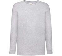 Fruit of the Loom Valueweight Children's Long-Sleeve T-Shirt Choice of Colours - Grey - 164 cm