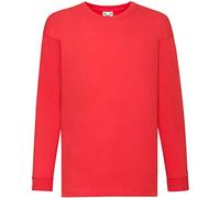 Fruit of the Loom Valueweight Children's Long-Sleeve T-Shirt Choice of Colours - Red - 104