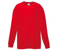 Fruit of the Loom Valueweight Children's Long-Sleeve T-Shirt Choice of Colours - Red - 128