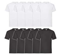 Fruit of the Loom Valueweight Men’s T-Shirt, Pack of 5, 5 white / 5 black, M