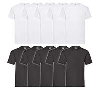 Fruit of the Loom Valueweight Men’s T-Shirt, Pack of 5, 5 white / 5 black, XXL