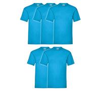 Fruit of the Loom Valueweight Men’s T-Shirt, Pack of 5, azure blue, L