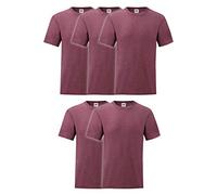 Fruit of the Loom Valueweight Men’s T-Shirt, Pack of 5, Burgundy mottled, XXL