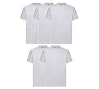 Fruit of the Loom Valueweight Men’s T-Shirt, Pack of 5, Grey, 4XL