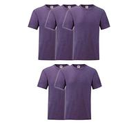 Fruit of the Loom Valueweight Men’s T-Shirt, Pack of 5, Mottled purple, M