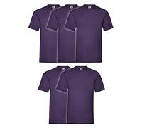 Fruit of the Loom Valueweight Men’s T-Shirt, Pack of 5, Purple, M