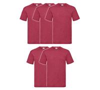 Fruit of the Loom Valueweight Men’s T-Shirt, Pack of 5, Vintage red mottled, XL