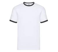 Fruit of the Loom Mens Ringer Short Sleeve T-Shirt (M) (White/Black)
