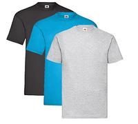 Fruit of the Loom Valueweight T-Shirt Various Colour Sets S M L XL XXL 3XL 4XL 5XL, 1 x black + 1 x azure + 1 x grey + 1 x purchase notepad, XL
