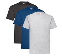 Fruit of the Loom Valueweight T-Shirt Various Colour Sets S M L XL XXL 3XL 4XL 5XL, 1 x black + 1 x grey + 1 x navy + 1 x purchase notepad, XXXXX-Large