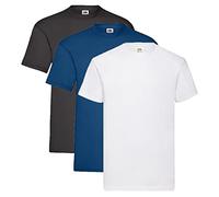 Fruit of the Loom Valueweight T-Shirt Various Colour Sets S M L XL XXL 3XL 4XL 5XL, 1 x black + 1 x navy + 1 x white + 1 x purchase notepad, XL