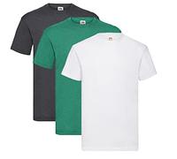 Fruit of the Loom Valueweight T-Shirt Various Colour Sets S M L XL XXL 3XL 4XL 5XL, 1 x Dark Heather + 1 x Retro Green + 1 x White + 1 x purchase notepad, L