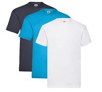 Fruit of the Loom Valueweight T-Shirt Various Colour Sets S M L XL XXL 3XL 4XL 5XL, 1 x Deep Navy + 1 x Azure + 1 x White + 1 x purchase notepad, XXL