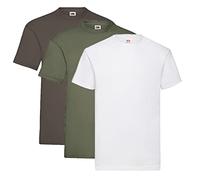 Fruit of the Loom Valueweight T-Shirt Various Colour Sets S M L XL XXL 3XL 4XL 5XL, 1 x white + 1 x chocolate + 1 x olive + 1 x purchase notepad, M