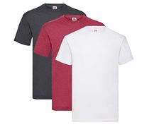 Fruit of the Loom Valueweight T-Shirt Various Colour Sets S M L XL XXL 3XL 4XL 5XL, 1 x white + 1 x vintage heather red + 1 x dark heather + 1 x purchase notepad, XXL
