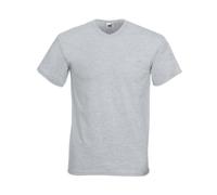 FRUIT OF THE LOOM VALUEWEIGHT V-NECK T-SHIRT (L 41"-43", Heather Grey)