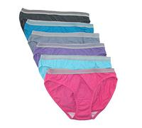 Fruit of The Loom Women`s 6pk Cotton Heather Bikinis, FTL-6DBIKHT, 8