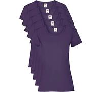Fruit of the Loom Women Valueweight 5 T-Shirt, Purple (Purple PE), 18 (Manufacturer Size:2XL/18) pack of 5