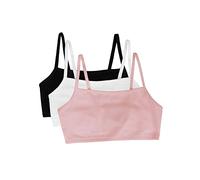 Fruit of the Loom Women's 3 Pack Spaghetti Sports Bra, Black Satin, 38 (Pack of 3)