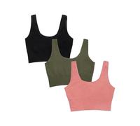Fruit of The Loom Women's 360 Stretch Longline Sport, Comfortable Wireless Bras, Seamless Full-Coverage for a Natural Shape, Desert Dusk/Olive Night/Black, XXL