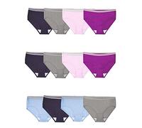Fruit of the Loom Women's 6-Pack Assorted Cotton Bikini Panties, Low Rise Brief - Grey/Pink/Blue, 6