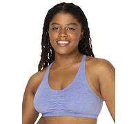 Fruit of the Loom Women's Adjustable Shirred Front Racerback Sports Bra Multi Packs Full Coverage, Opaque, Heather Grey/White/Blue Gem, 40 (Pack of 3)