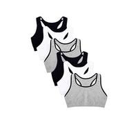 Fruit of the Loom Women's Adjustable Shirred Front Racerback Sports Bra Multi Packs, White/Heather Grey/Black Hue Adjustable, 34