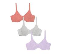 Fruit of the Loom Women's Brasier Con Varillas Sin Forro Algodón Full Coverage Bra (Pack of 3)
