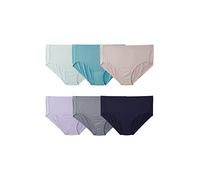 Fruit of the Loom Women's Breathable Underwear, Moisture Wicking Keeps Comfortable, Available in Plus Size, Cooling Stripes-Briefs-Pack of 6-Colours May Vary, 11