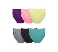 Fruit of the Loom Women's Breathable Underwear, Moisture Wicking Keeps You Cool & Comfortable, Available in Plus Size Briefs, Micro Mesh-Hi Cut-6 Pack-Colors May Vary, 10