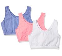 Fruit of the Loom Women's Built-up Bra Sports Bra (Pack of 3), Heather Blue/Popsicle Pink/White, UK 10