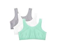 Fruit of The Loom Women's Built-Up Sports Bra 3 Pack, Mint chip/White/Grey Heather
