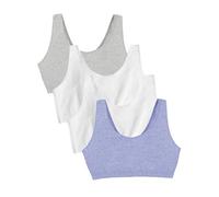 Fruit of the Loom Women's Built-up Sports Bra 3 Pack, Red Hot With Black/White/Black, 34