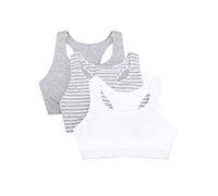 Fruit of the Loom Women's Built-Up Sports Bra 3 Pack, Skinny Stripe/White/Heather Grey