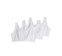 Fruit of the Loom Women's Tank Style Sports Bra, Opaque, White, UK 14 (Pack of 3)