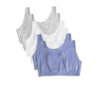 Fruit of the Loom Women's Built-Up Sports Bra, Built-Up Tank Style Sports Bra, 6 Pack (6 Pack), Heather Gray/White/Heather Blue - Pack of 6, UK 10