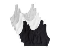 Fruit of the Loom Women's Built-Up Sports Bra Built-Up Tank Style Sports Bra, Pack of 6, Black/White/Heather Grey, 18
