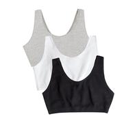 Fruit of the Loom Women's Built-Up Sports Bra Built-Up Tank Style Sports Bra, Pack of 6, Black/White/Heather Grey, 18