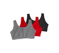 Fruit of the Loom Women's Built-up Sports Bra, Pin Dot/Popsicle Pink/White, UK 14 (Pack of 3)