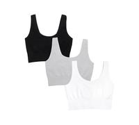 Fruit of the Loom Women's Built-up sports bras, Black/White/Heather Grey - Pack 6, 38 UK