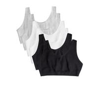 Fruit of the Loom Women's Built-up sports bras, Black/White/Heather Grey - Pack 6, 38 UK