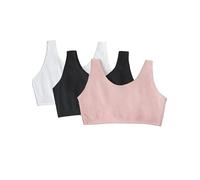 Fruit of the Loom Women's Built Up Tank Style Sports Bra Fashion Colors, Blushing Rose/Black Hue/White, 44
