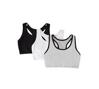 Fruit of the Loom Women's Built Up Tank Style Sports Bra Fashion Colors, Opaque, Grey with Black/White/Black, 34 (Pack of 3)