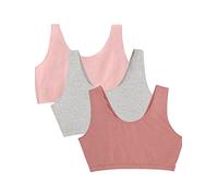 Fruit of the Loom Women's Cotton Tank Bra Ultimate Comfort & Breathable Fit Sports, Opaque, Heather Grey/Dusk/Blushing Rose, 40 (Pack of 3)