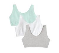 Fruit of the Loom Women's Built Up Tank Style Sports Bra, Heather Grey/White/White/Blue Heather 4-Pack, 46