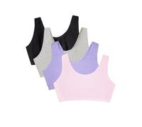 Fruit of the Loom Women's Built Up Tank Style Sports Bra, Opaque, Kitty Pink/Hyacinth/Grey Heather/Black Hue, 42 (Pack of 4)