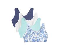 Fruit of the Loom Women's Built Up Tank Style Sports Bra, Opaque, Modern Tapestry/White/Aruba Blue/Dutch Blue, 36 (Pack of 4)