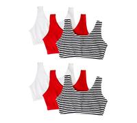Fruit of the Loom Women's Built Up Tank Style Sports Bra, Skinny Stripe/Skinny Stripe/White/White/Red Hot/Red Hot, 36